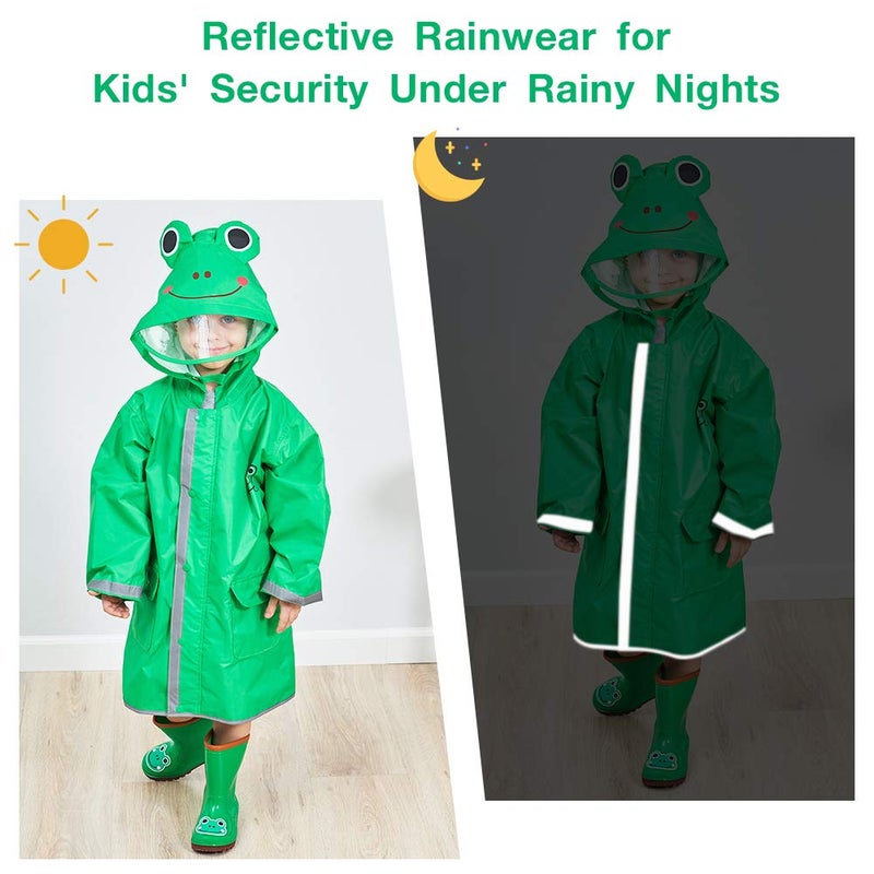 SSAWcasa Rain Poncho Kids with Hood, Toddler Boys Rain Jacket Coat Girls, Waterproof Children Baby Raincoat Rainwear Gear Outerwear - Image 5